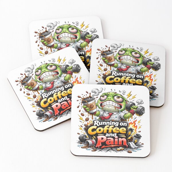 Item preview, Frog Gym Fitness Sticker – Running on Coffee and Pain designed and sold by les3cerises.