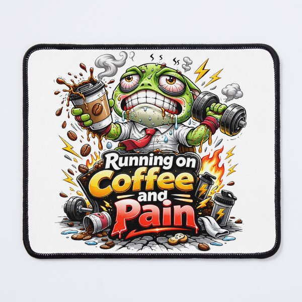 Item preview, Frog Gym Fitness Sticker – Running on Coffee and Pain designed and sold by les3cerises.