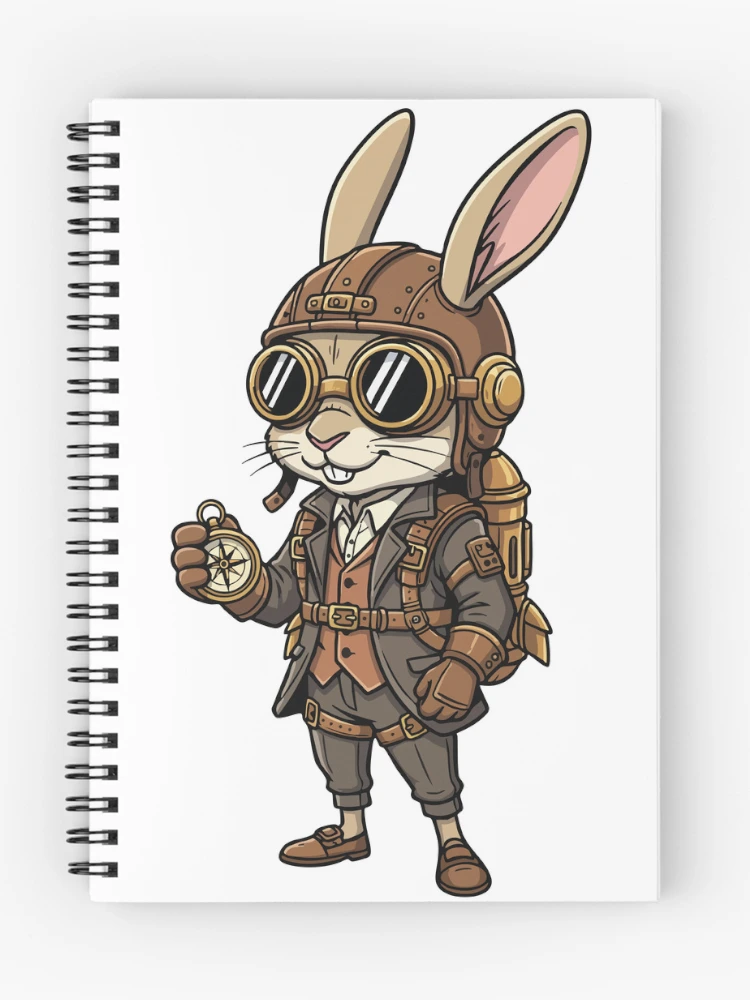 Thumbnail 1 of 3, Journal, Steampunk Explorer Rabbit Retro Compass designed and sold by PixelStudioBe.