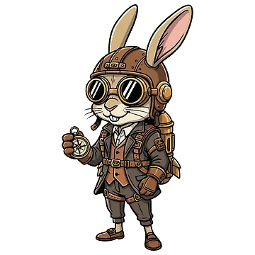Artwork thumbnail, Steampunk Explorer Rabbit Retro Compass by PixelStudioBe