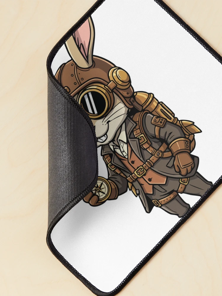 Thumbnail 2 of 5, Mouse Pad, Steampunk Explorer Rabbit Retro Compass designed and sold by PixelStudioBe.