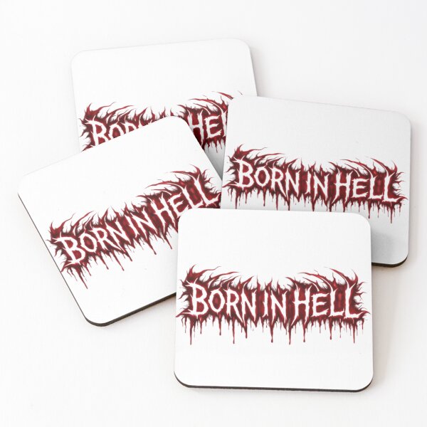 Item preview, Born In Hell – Gothic Dripping Blood Metal Design designed and sold by bloomandbeads.eu.