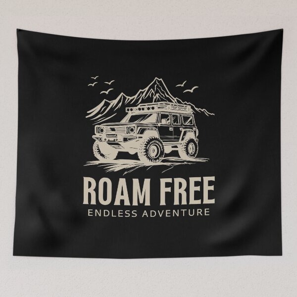 Artikelvorschau, Roam Free – Endless Adventure Jeep Mountain Birds Travel Design entworfen und verkauft von VinciLab.