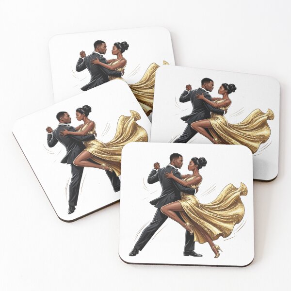 Item preview, Tango Gold - Stylish Afro Couple Dancing Elegant Art designed and sold by WowDezign.