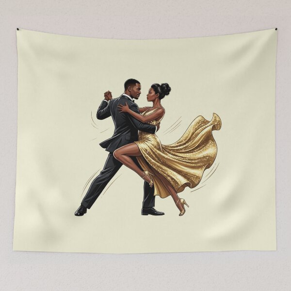 Item preview, Tango Gold - Stylish Afro Couple Dancing Elegant Art designed and sold by WowDezign.
