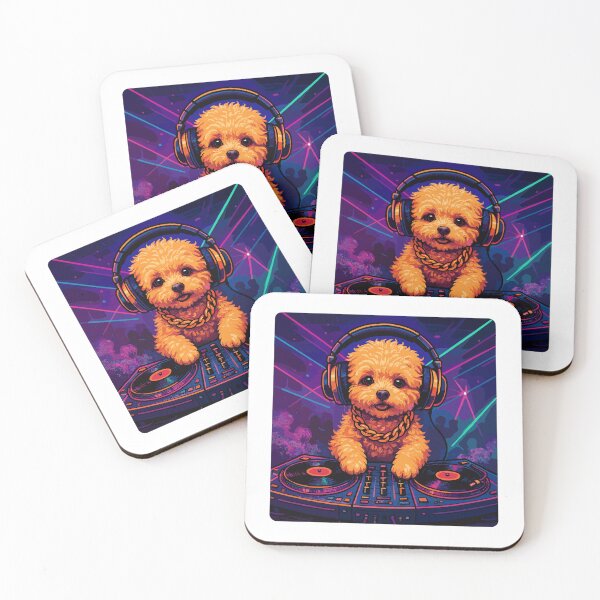 Item preview, Maltipoo DJ: Cute dog with headphones & neon designed and sold by Pineapple-Tree.