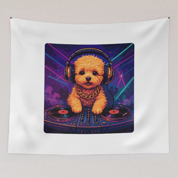 Item preview, Maltipoo DJ: Cute dog with headphones & neon designed and sold by Pineapple-Tree.
