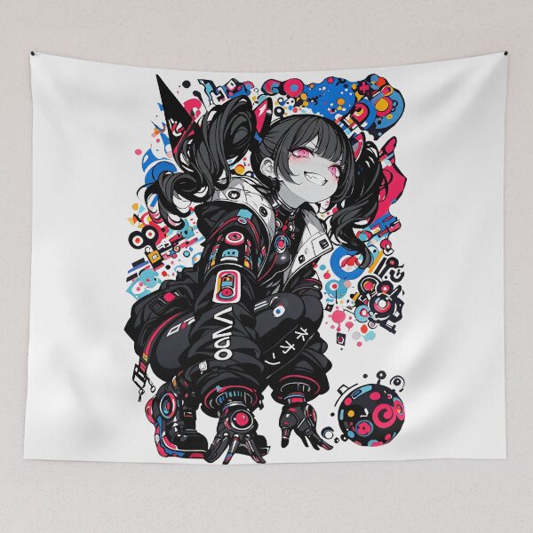 Item preview, NEON: Arrogant Cyberpop Tactical Crouch | Cute Cyberpunk Anime Girl designed and sold by Sytrics.