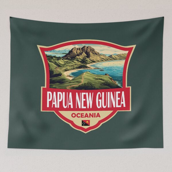 Item preview, Papua New Guinea Illustration Retro Badge designed and sold by KrisSidDesigns.