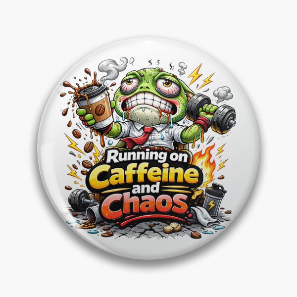 Item preview, Frog Gym Fitness Sticker – Running on Caffeine and Chaos designed and sold by les3cerises.