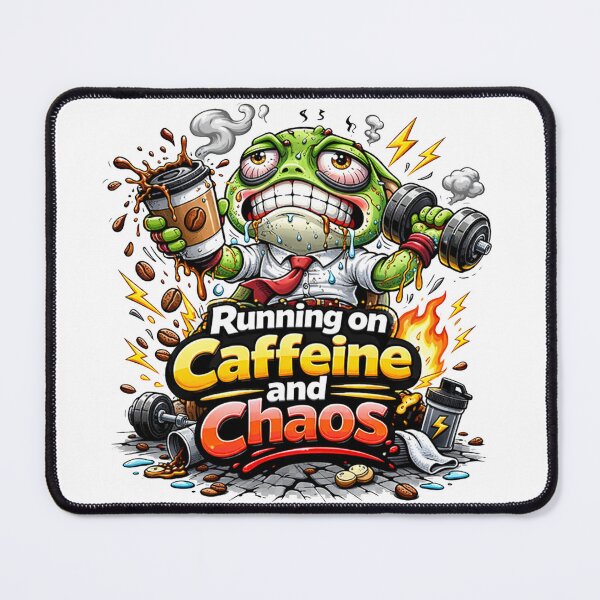 Item preview, Frog Gym Fitness Sticker – Running on Caffeine and Chaos designed and sold by les3cerises.