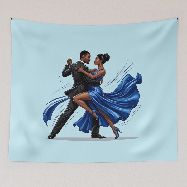 Item preview, Royal Blue Ballroom - Modern Black Couple Dancing Elegant Art designed and sold by WowDezign.