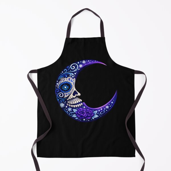 Item preview, Night Blue Sugar Skull Moon with Flowers designed and sold by CyrilloArt.