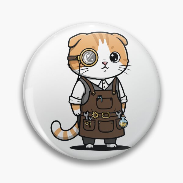 Item preview, Scottish Fold Steampunk Monocle Inventor Cat designed and sold by PixelStudioBe.