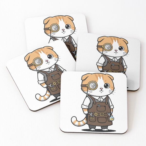 Item preview, Scottish Fold Steampunk Monocle Inventor Cat designed and sold by PixelStudioBe.