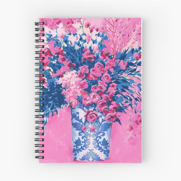 Aperçu de l'œuvre Grand vase bleu de grandes fleurs roses créée et vendue par Steve Haskamp.