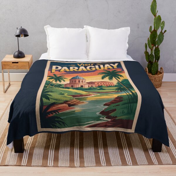 Item preview, Paraguay Landscape Illustration Travel Art Vintage designed and sold by KrisSidDesigns.