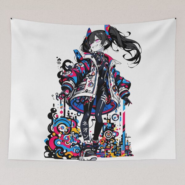 Item preview, NEON: Arrogant Cyberpop Glitch Stare | Cute Cyberpunk Anime Girl designed and sold by Sytrics.