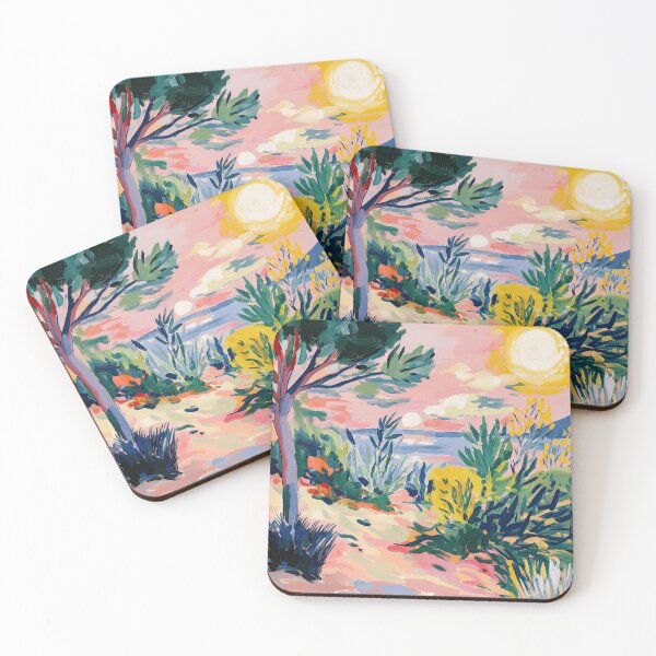 Item preview, Sunny coastal path in vibrant colors designed and sold by ArtHouseNiklas.