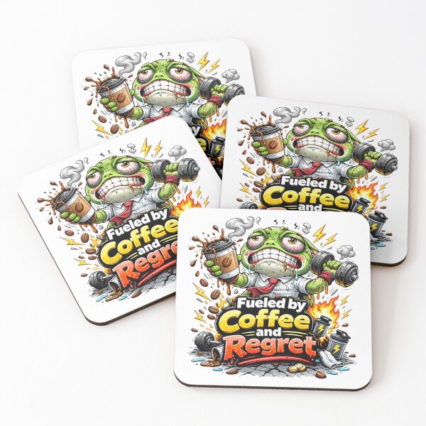 Item preview, Frog Gym Fitness Sticker – Fueled by Coffee and Regret designed and sold by les 3 cerises store.
