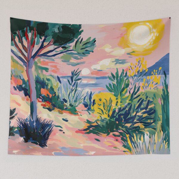 Item preview, Sunny coastal path in vibrant colors designed and sold by ArtHouseNiklas.