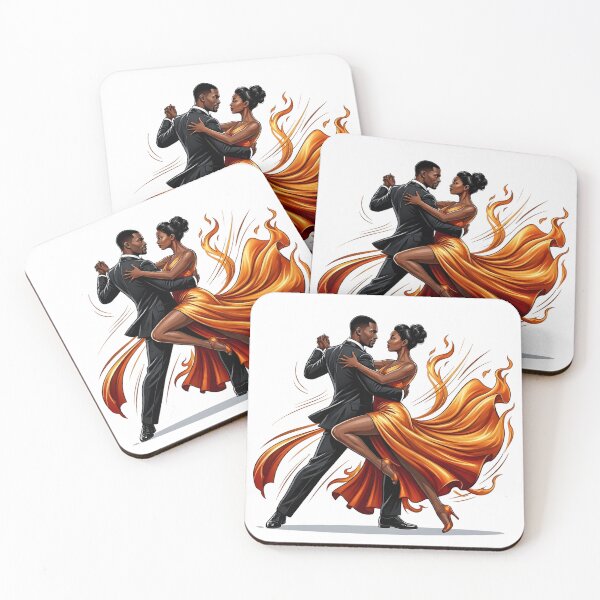 Item preview, Fiery Salsa - Elegant Black Couple Latin Dance Art designed and sold by WowDezign.