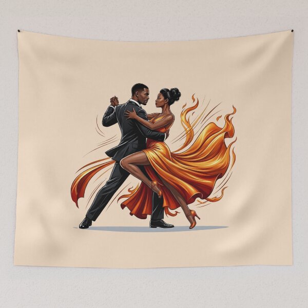 Item preview, Fiery Salsa - Elegant Black Couple Latin Dance Art designed and sold by WowDezign.