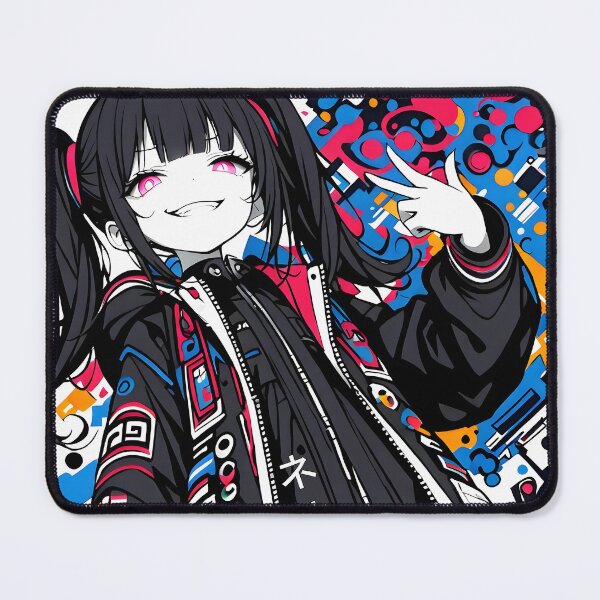 Item preview, NEON: Sassy Cyberpop Peace Smirk | Cute Cyberpunk Anime Girl designed and sold by Sytrics.