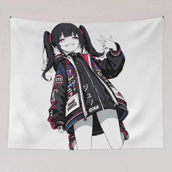 Item preview, NEON: Sassy Cyberpop Peace Smirk | Cute Cyberpunk Anime Girl designed and sold by Sytrics.