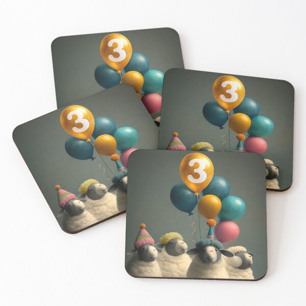 Item preview, Sheep 3rd Birthday Card – Cute Farm Animal Birthday Illustration designed and sold by TringTringCards.