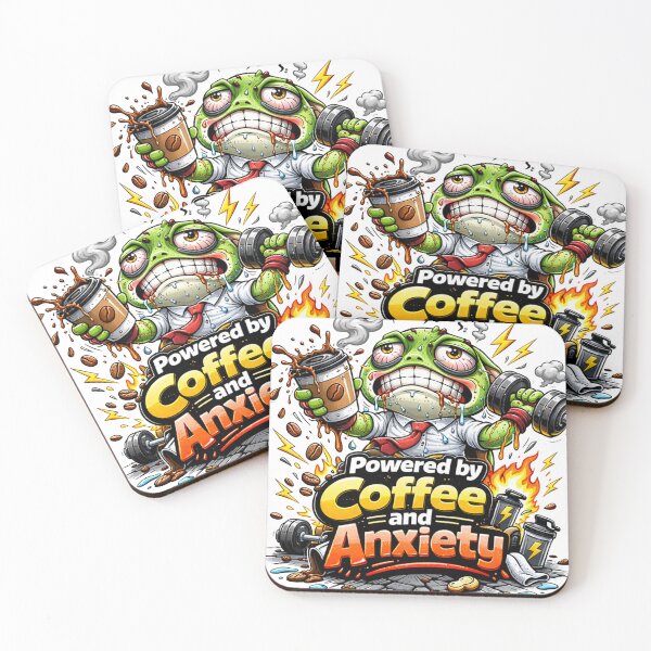 Item preview, Frog Gym Fitness Sticker – Powered by Coffee and Anxiety designed and sold by les3cerises.