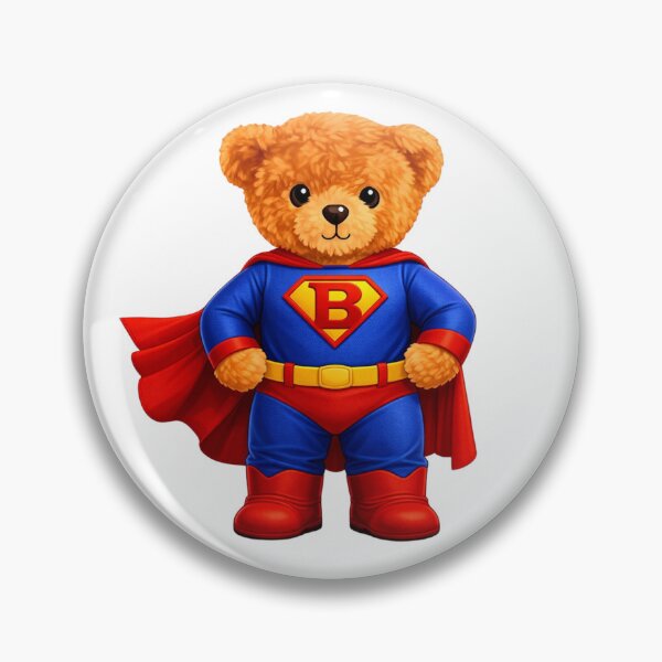Item preview, Cute Super Hero Teddy Bear with Red Cape - Brave Comic Mascot designed and sold by CuteBear87.