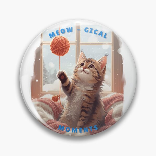 Item preview, Cute Orange Tabby Kitten Batting Yarn "Meow-gical Moments" Kawaii Art designed and sold by Falconwolf.