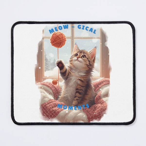 Item preview, Cute Orange Tabby Kitten Batting Yarn "Meow-gical Moments" Kawaii Art designed and sold by Falconwolf.