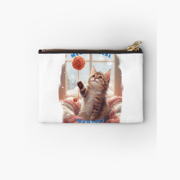 Item preview, Cute Orange Tabby Kitten Batting Yarn "Meow-gical Moments" Kawaii Art designed and sold by Falconwolf.