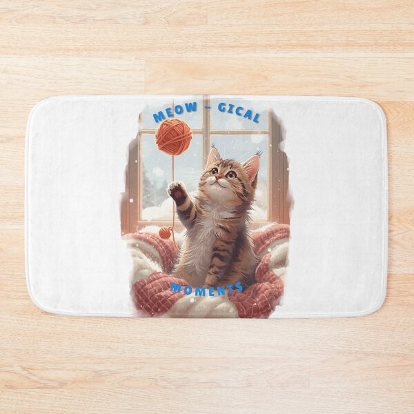 Item preview, Cute Orange Tabby Kitten Batting Yarn "Meow-gical Moments" Kawaii Art designed and sold by Falconwolf.