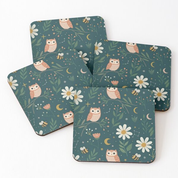 Item preview, Pattern of Mystic Owls, Flowers and Constellations designed and sold by byCreativeArt.