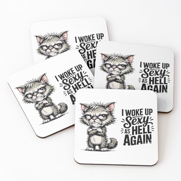 Item preview, I Woke Up Sexy As Hell Again – Grumpy Cat Funny Attitude Meme Design designed and sold by ArcticFoxStudio.
