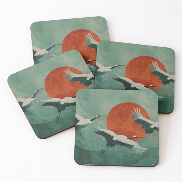 Item preview, Cranes fly across a red sun designed and sold by anytka.
