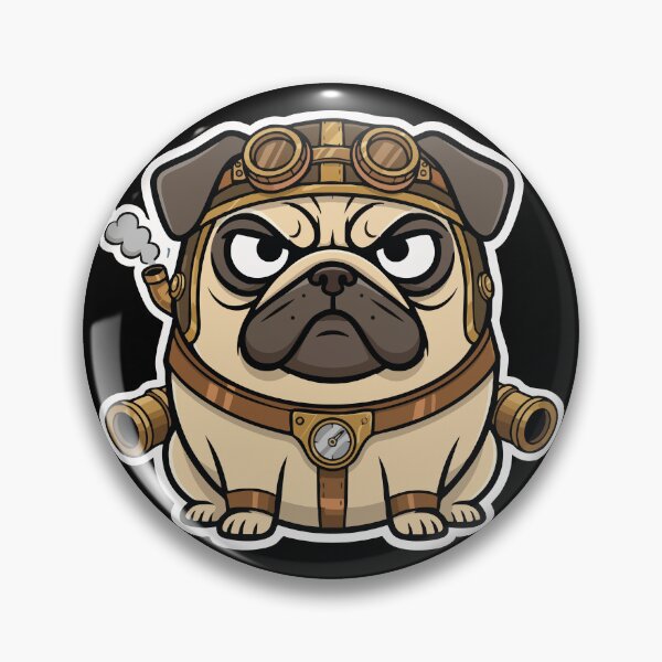 Item preview, Steampunk Pug Dog Grumpy Steam Propeller designed and sold by PixelStudioBe.
