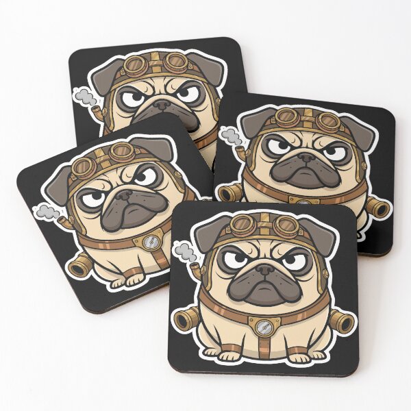 Item preview, Steampunk Pug Dog Grumpy Steam Propeller designed and sold by PixelStudioBe.
