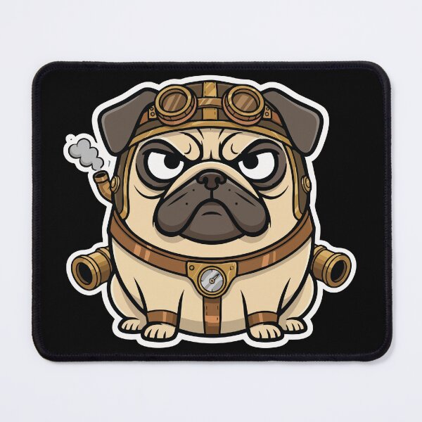 Item preview, Steampunk Pug Dog Grumpy Steam Propeller designed and sold by PixelStudioBe.