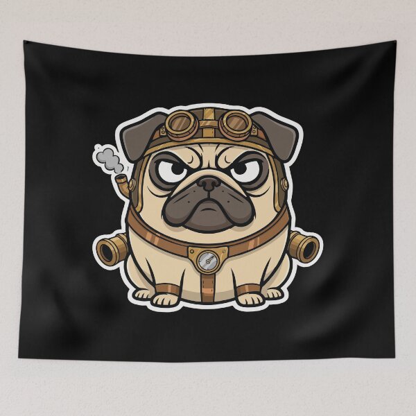 Item preview, Steampunk Pug Dog Grumpy Steam Propeller designed and sold by PixelStudioBe.