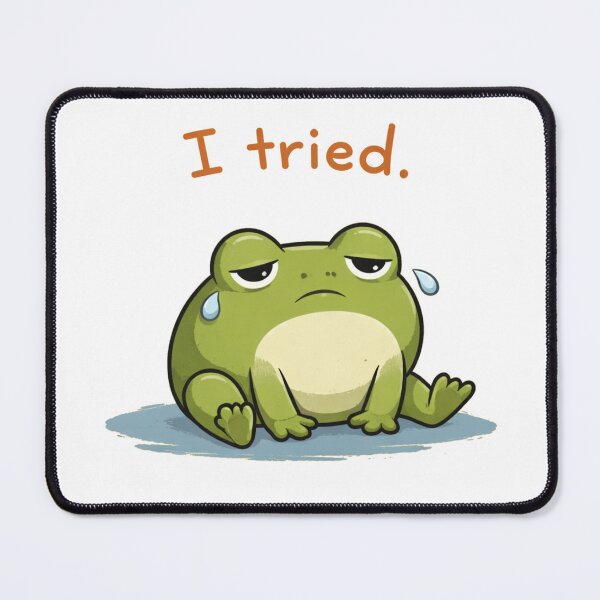 Item preview, “I Tried” Sad Frog – Funny Relatable Cartoon T-Shirt Design designed and sold by Inkae Studio.