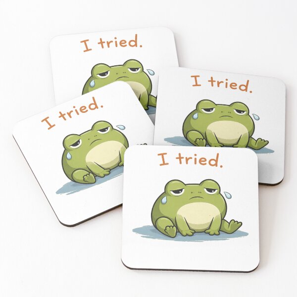 Item preview, “I Tried” Sad Frog – Funny Relatable Cartoon T-Shirt Design designed and sold by Inkae Studio.