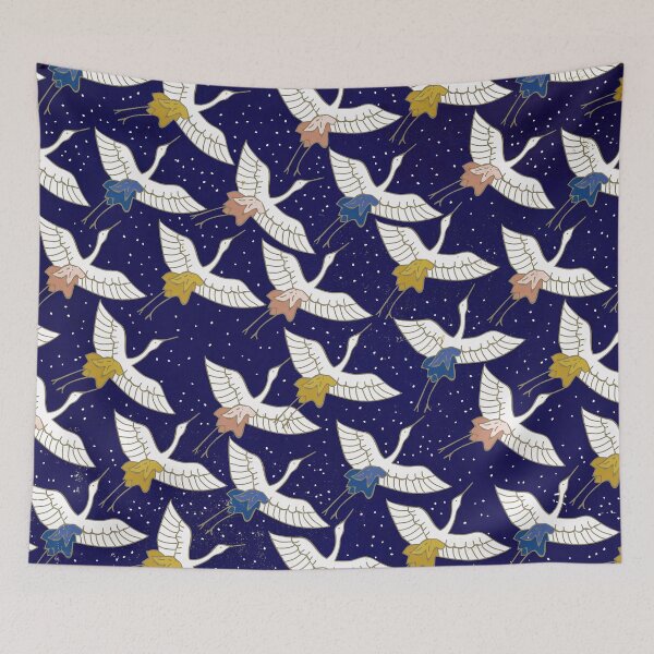 Item preview, Asian Art Flying Birds In Midnight Blue Sky designed and sold by DEC02.
