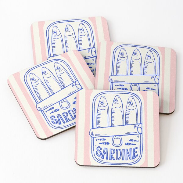 Item preview, Retro Tinned Sardine Mediterranean Coastal designed and sold by MariePopPrints.