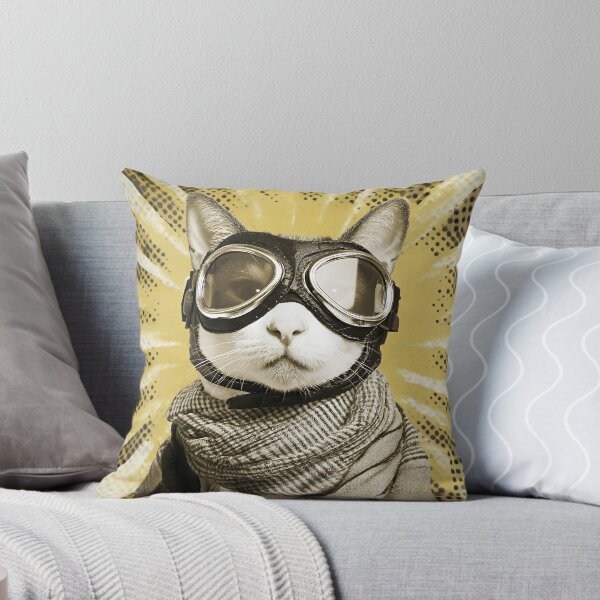 Item preview, Aviator Cat Pilot with Goggles & Plaid Scarf in Retro Pop Art Style designed and sold by EK-World.