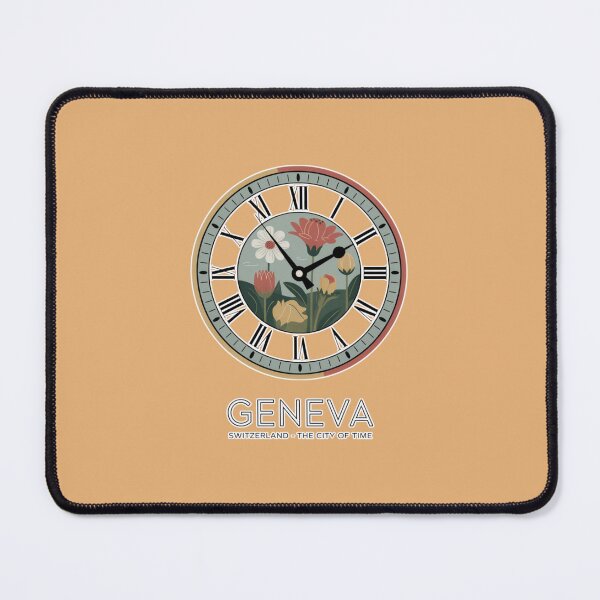 Item preview, Geneva Floral Clock Poster – Switzerland Botanical Travel Wall Art | L’Horloge Fleurie Minimal Print designed and sold by Timeless Design.