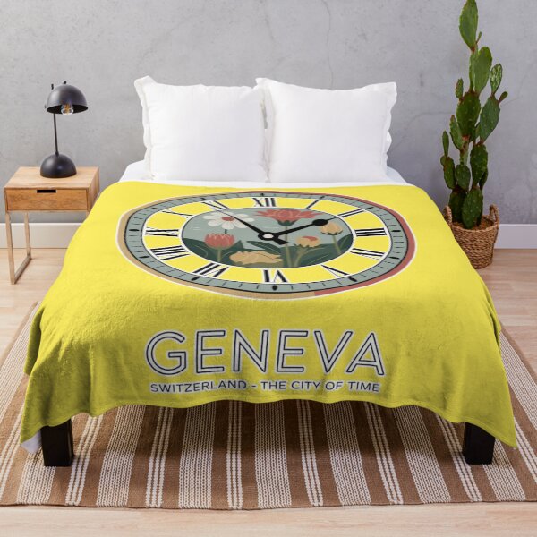 Item preview, Geneva Floral Clock Poster – Switzerland Botanical Travel Wall Art | L’Horloge Fleurie Minimal Print designed and sold by Timeless Design.